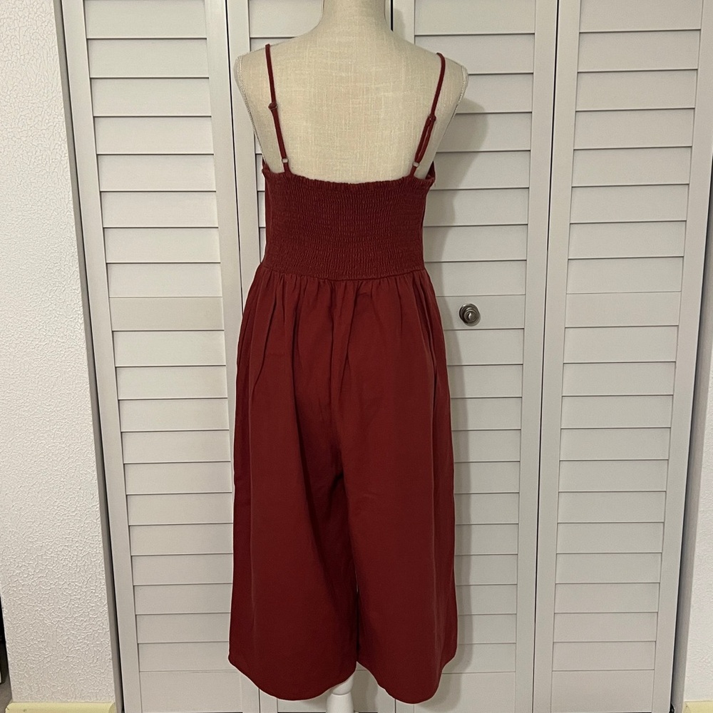 Crop Rust Palazzo Jumpsuit - Picture 3 of 7